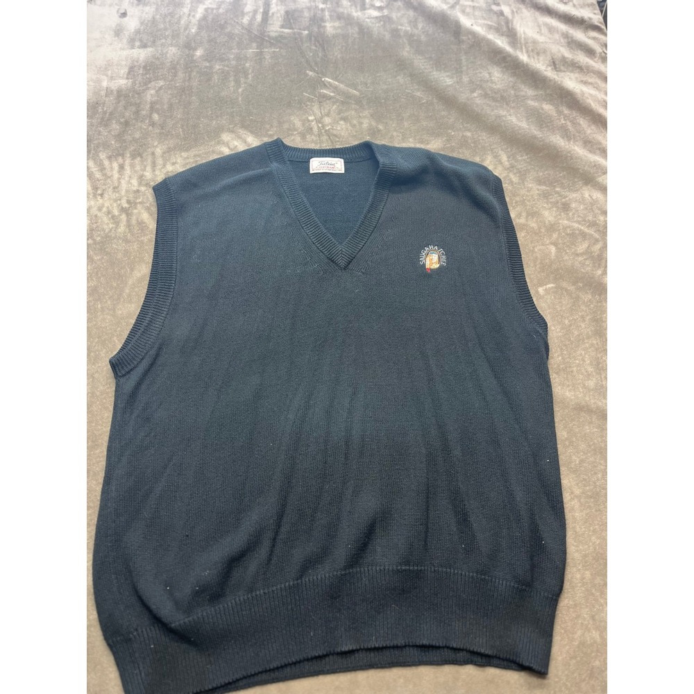 Titleist by Corbin LTD Men XL Black V Neck Golf Vest Saugatuck Chee Logo Cotton